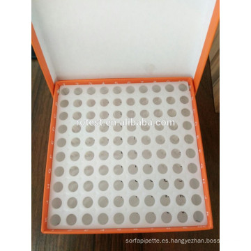 Caja de tubos crioviales de 100 pocillos para tubos de centrífuga de 0,5 ml